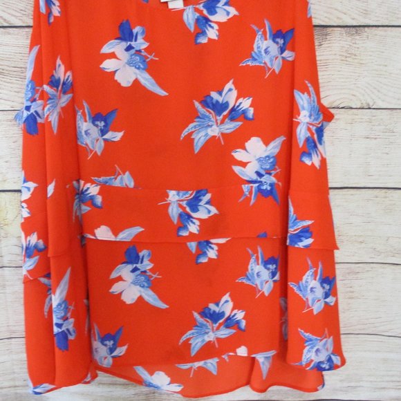 Ava & Viv Orange Floral Sleeveless 4X Blouse - Picture 8 of 10